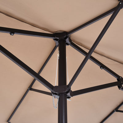 Outsunny 4.6m Double-Sided Patio Parasol Sun Umbrella-Tan 