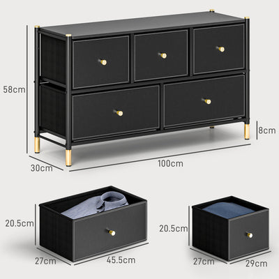 HOMCOM Faux Leather Front Chest of Drawers - Black 