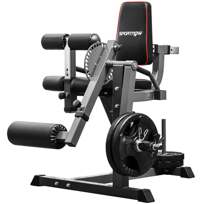 SPORTNOW Seated Leg Extension Machine, Adjustable Leg Raise Machine and Curl Machine with Plate Loaded for Hip, Thigh, Lower Body Workout 