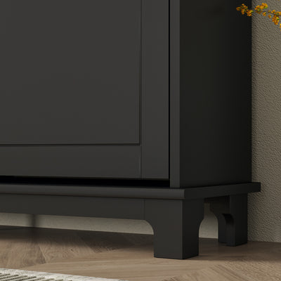 HOMCOM Narrow Shoe Storage Cabinet, Slim Shoe Cabinet with 4 Flip Drawers, Adjustable Shelves for 16 Pairs of Shoes, Black 