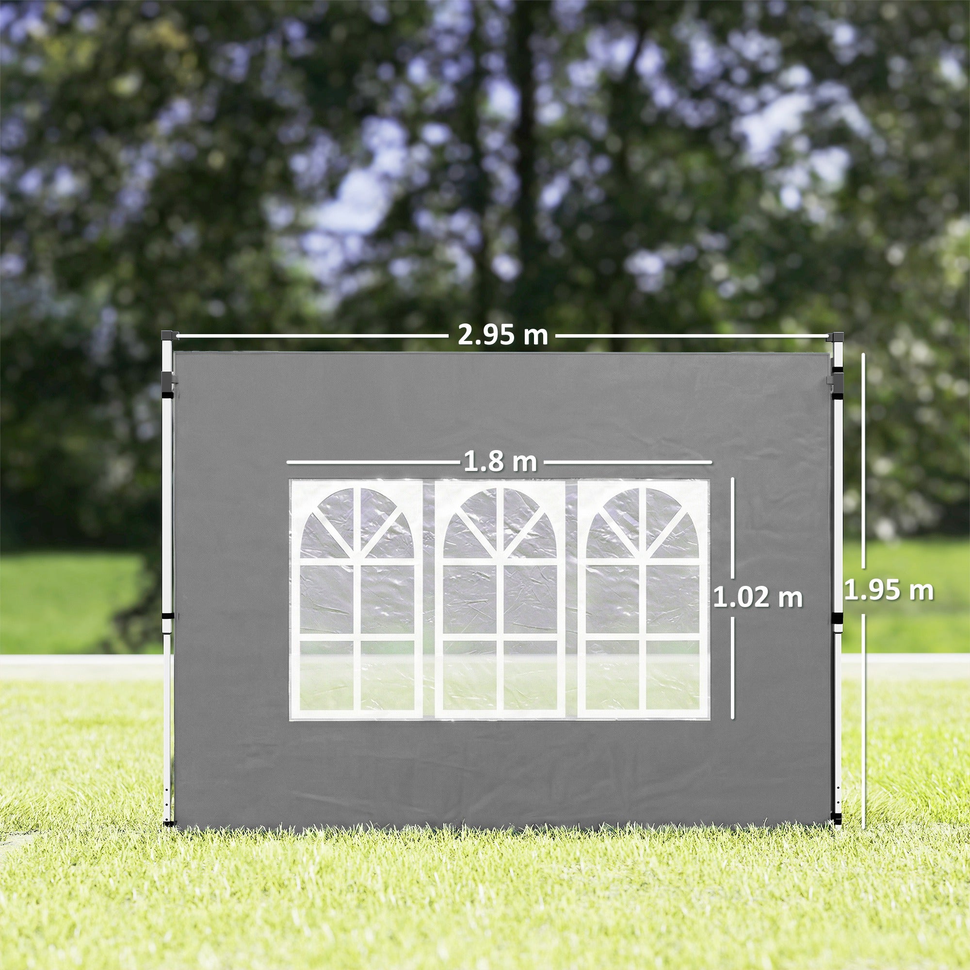 Outsunny Gazebo Side Panels, Sides Replacement with Window for 3x3(m) or 3x4m Pop Up Gazebo, 2 Pack, Dark Grey 