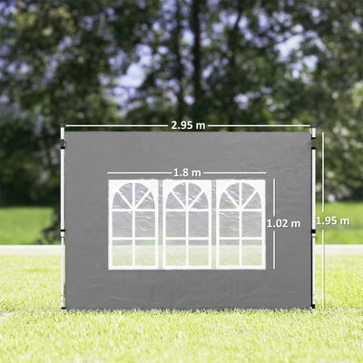 Outsunny Gazebo Side Panels, Sides Replacement with Window for 3x3(m) or 3x4m Pop Up Gazebo, 2 Pack, Dark Grey 