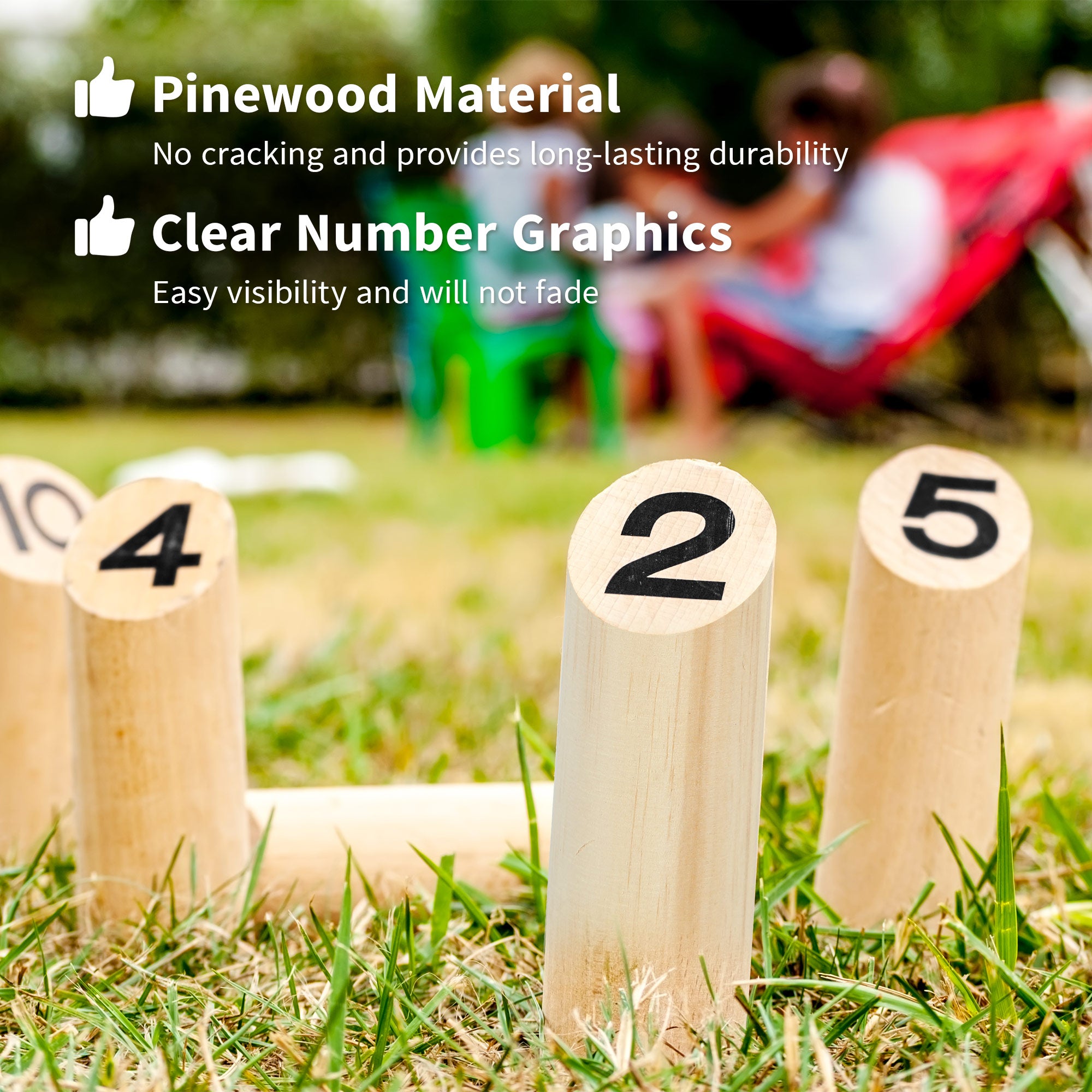 SPORTNOW Molkky Game, Wooden Skittles Throwing Game with 12 Skittles, 1 Throwing Pin and Carrying Box, Outdoor Games for Adults, Garden, Picnic, Beach, Party