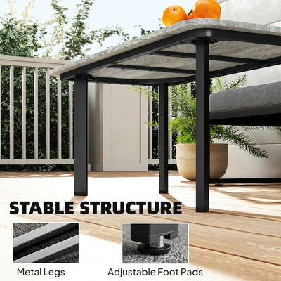 Outsunny Outdoor Garden Coffee Table, Garden Table with Slatted Wood Plastic Composite Top and Metal Frame, Grey 