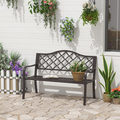 Outsunny Antique Style Outdoor Cast Iron Front Porch Bench Path Chair Seat Outdoor 