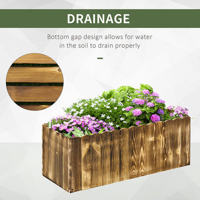 Outsunny 70L Raised Garden Bed, Wooden Rectangle Planter Box, Outdoor Herb Vegetable Flower Pot (80L x 33W x 30H cm) 