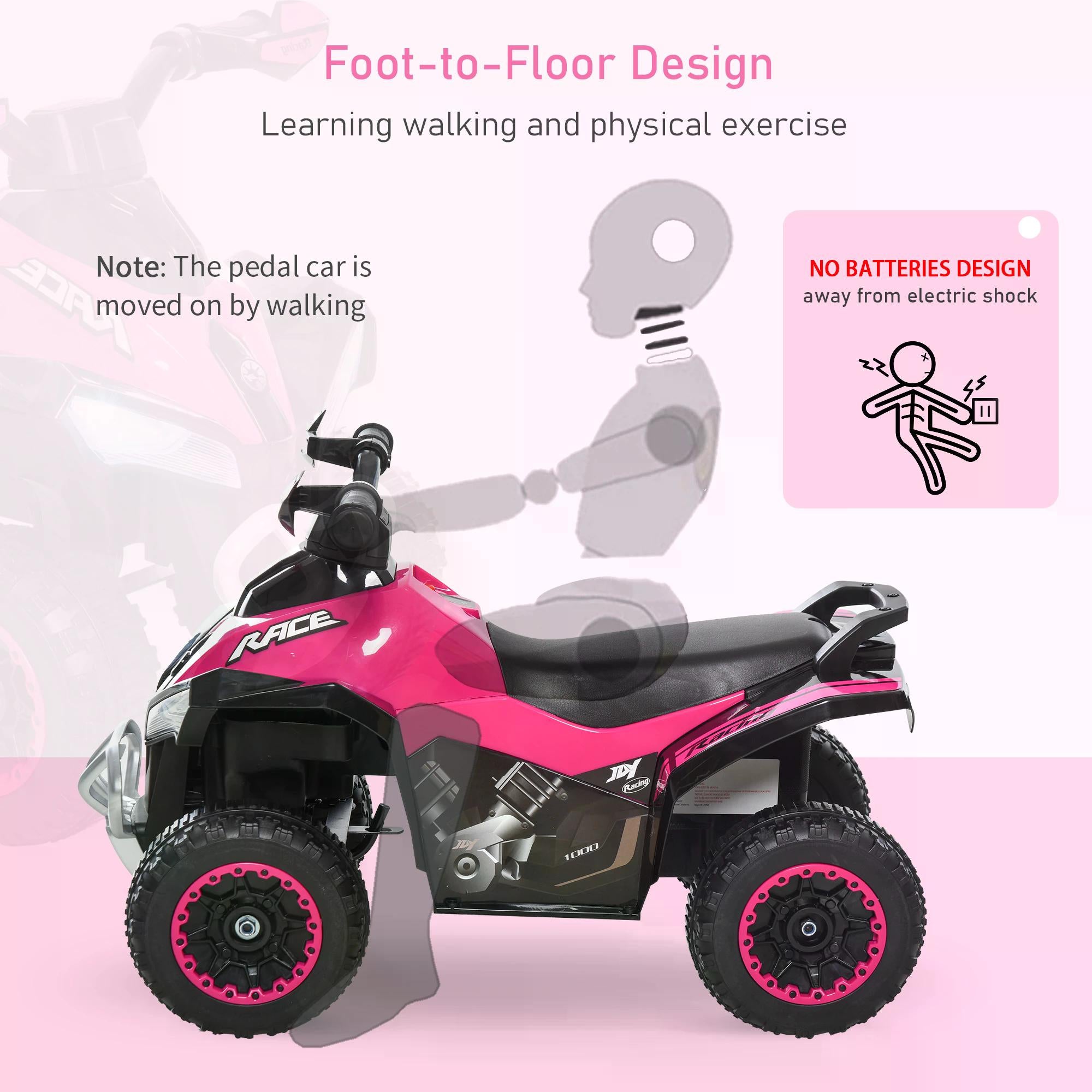 HOMCOM Ride on Toy for Kids 4 Wheel Foot-to-Floor Sliding Walking Car Toy Motorcycle Baby Walker Toddler Toys for for 18-36 Months Boys and Girls 