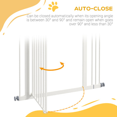 PawHut Metal Pet Safety Gate Dog Gate Folding Fence 74-87cm, White 