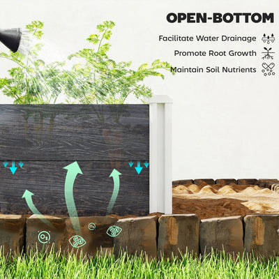 Outsunny Vinyl Raised Garden Bed Kit, 3 x 3 x 1ft Modular Elevated Garden Box with Slotting Legs and Open Bottom, Dark Grey 