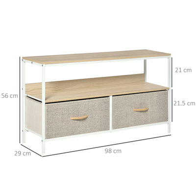 HOMCOM TV Stand Cabinet up to 47-inch, TV Unit with 2 Foldable Linen Drawers, Open Shelf for Living Room, Bedroom, Entertainment Room, Maple Wood Effect 