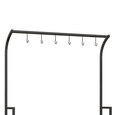 Outsunny 3 Tiered Plant Rack with Hanging Hooks, Tall Plant Stand for Indoor Outdoor Porch Balcony Use, Black 