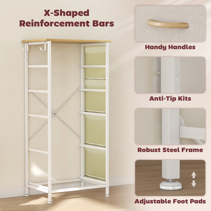 HOMCOM Chest of Five Fabric Drawers - Beige