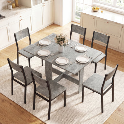 HOMCOM Folding Dining Table, Space-Saving Drop Leaf Kitchen Table for 4-6 People Grey 