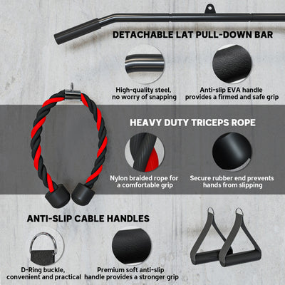 SPORTNOW Weight Pulley System, Cable Pulley System for Home Gym, Cable Machine LAT Pull Down Attachment for Biceps Curl, Tricep, Arm Workouts 