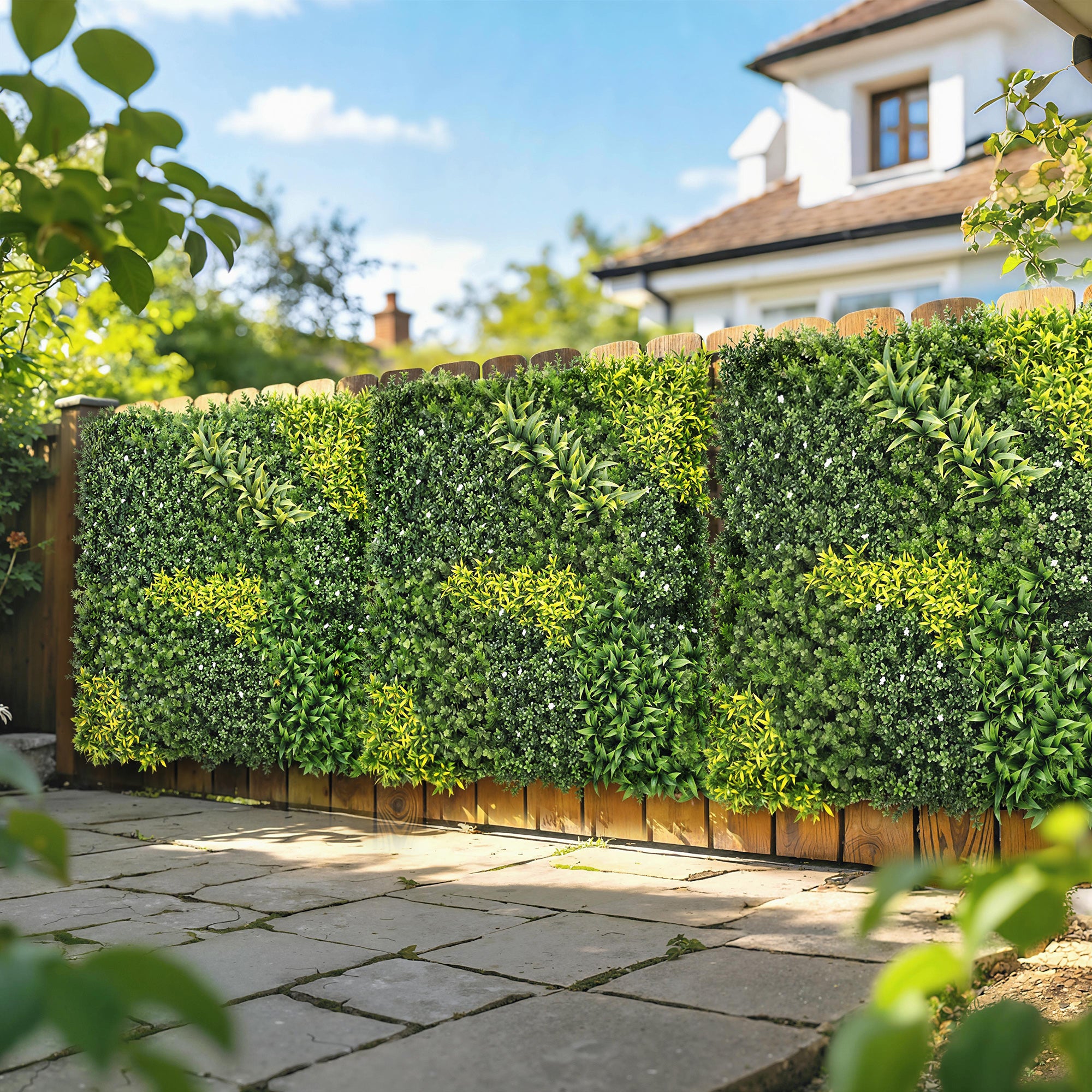 Outsunny Artificial Plant Wall Panel, 100x100 cm Artificial Grass Backdrop Wall, Green 