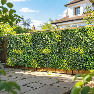 Outsunny Artificial Plant Wall Panel, 100x100 cm Artificial Grass Backdrop Wall, Green 