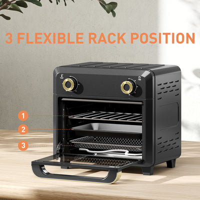 HOMCOM 10L Air Fryer Oven, Mini Oven, Oil Free Cooking, Grill, Roast, Bake, with Adjustable Temperature, Timer, Dishwasher Safe, 1000W, Black 