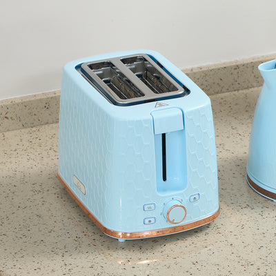 HOMCOM 1.7L 3000W Fast Boil Kettle & 2 Slice Toaster Set, Kettle and Toaster Set with Auto Shut Off, Browning Controls, Light Blue 