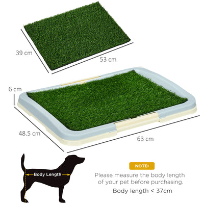 PawHut Puppy Training Pad, Indoor Portable Puppy Pad, with Artificial Grass, Grid, Panel, Tray, 63 x 48.5cm 