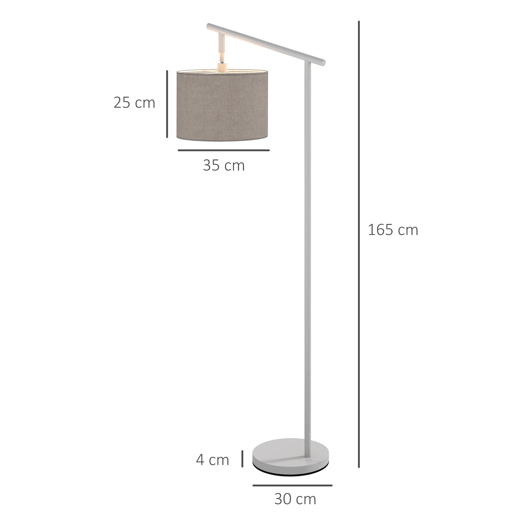 HOMCOM Metal Frame Floor Lamp with 350\'c2\'b0 Rotating Lampshade, for Living Room and Bedroom, LED Bulb Included, Grey