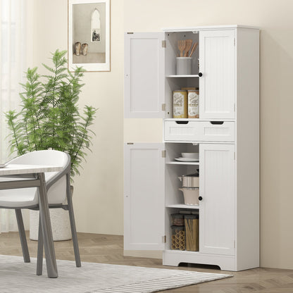 HOMCOM Tall Bathroom Cabinet, Freestanding Storage Cupboard, Bathroom Storage Cabinet with Drawer, Adjustable Shelf and Doors, 60 x 30 x 160 cm, White 