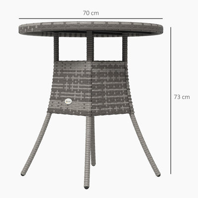 Outsunny 70cm Four-Person Wood-Effect Rattan Table - Grey 