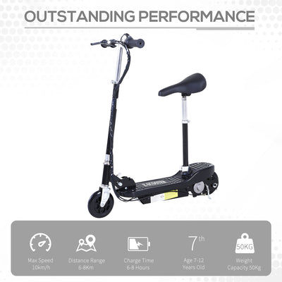 HOMCOM Outdoor Ride On Powered Scooter 120W Motor Bike 2 x 12V Battery - Black 