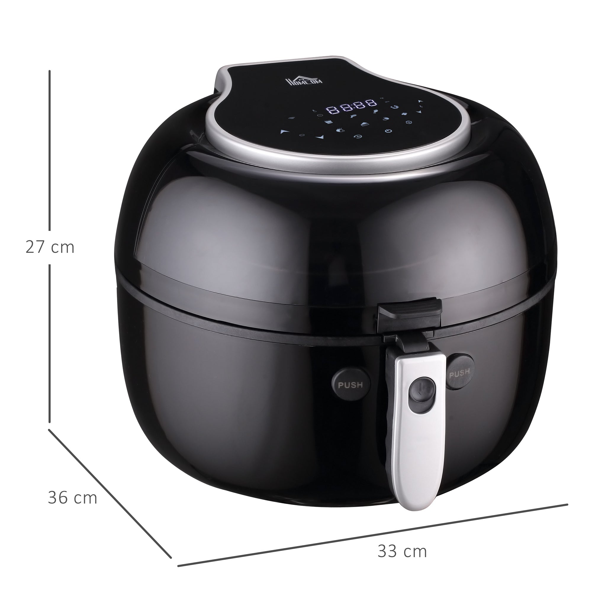 HOMCOM 7L Family Size Digital Air Fryer Oven with Air Fry, Roast, Broil, Bake, Dehydrate, 8 Presets, Rapid Air Circulation, Timer, Preheat, Non-stick Basket, Inner Light for Oil Free & Low Fat, 1500W 