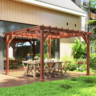 Outsunny 3.3 x 3.3(m) Wooden Pergola Kit, Graden Pergola Gazebo Grape Trellis with Stable Structure for Climbing Vines, Flowers 