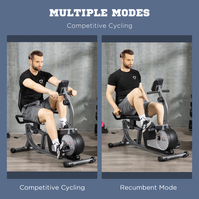 HOMCOM Exercise Bike with LCD Display, Stationary Bike with Quiet 8-Level Magnetic Resistance, Adjustable Seat and Backrest, Indoor Cycling Exercise Equipment for Home Gym Fitness Workout Training 