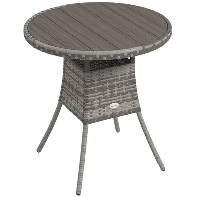 Outsunny 70cm Four-Person Wood-Effect Rattan Table - Grey 