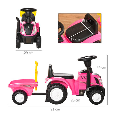 HOMCOM Ride-On Tractor, Toddler Walker, Foot-to-Floor Slide, for Ages 1-3 Years - Pink 