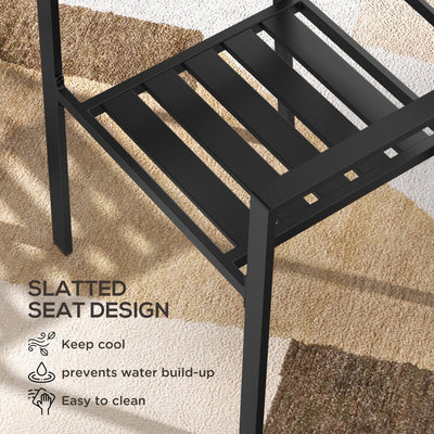 Outsunny Set of Two Minimal Metal Garden Chairs - Black 