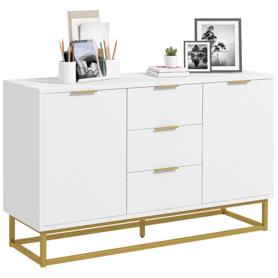 HOMCOM Modern Storage Cabinet Freestanding Cupboard with 3 Drawers for Dining Room, Living Room 