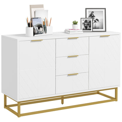 HOMCOM Modern Storage Cabinet Freestanding Cupboard with 3 Drawers for Dining Room, Living Room 