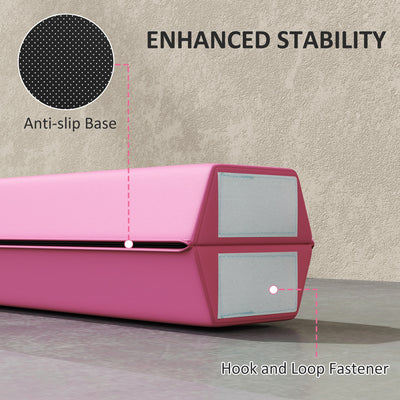 SPORTNOW 7.7ft Folding Gymnastics Beam, Floor Balance Beam for Kids with Anti-Slip Base, Gymnastics Equipment for Home, Pink 