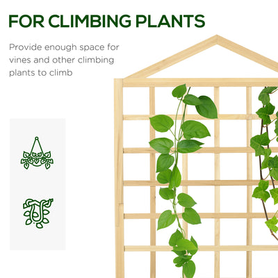 Outsunny Garden Planters with Trellis for Vine Climbing, Distressed Wooden Raised Beds, 90x43x150cm, Natural Tone 
