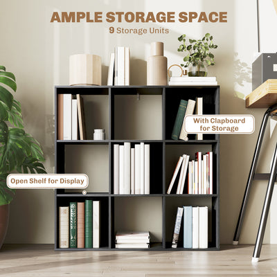 HOMCOM Nine-Cube Storage Shelf - Black 
