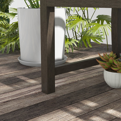 Outsunny Two-Seater Simple Metal Bench - Brown 