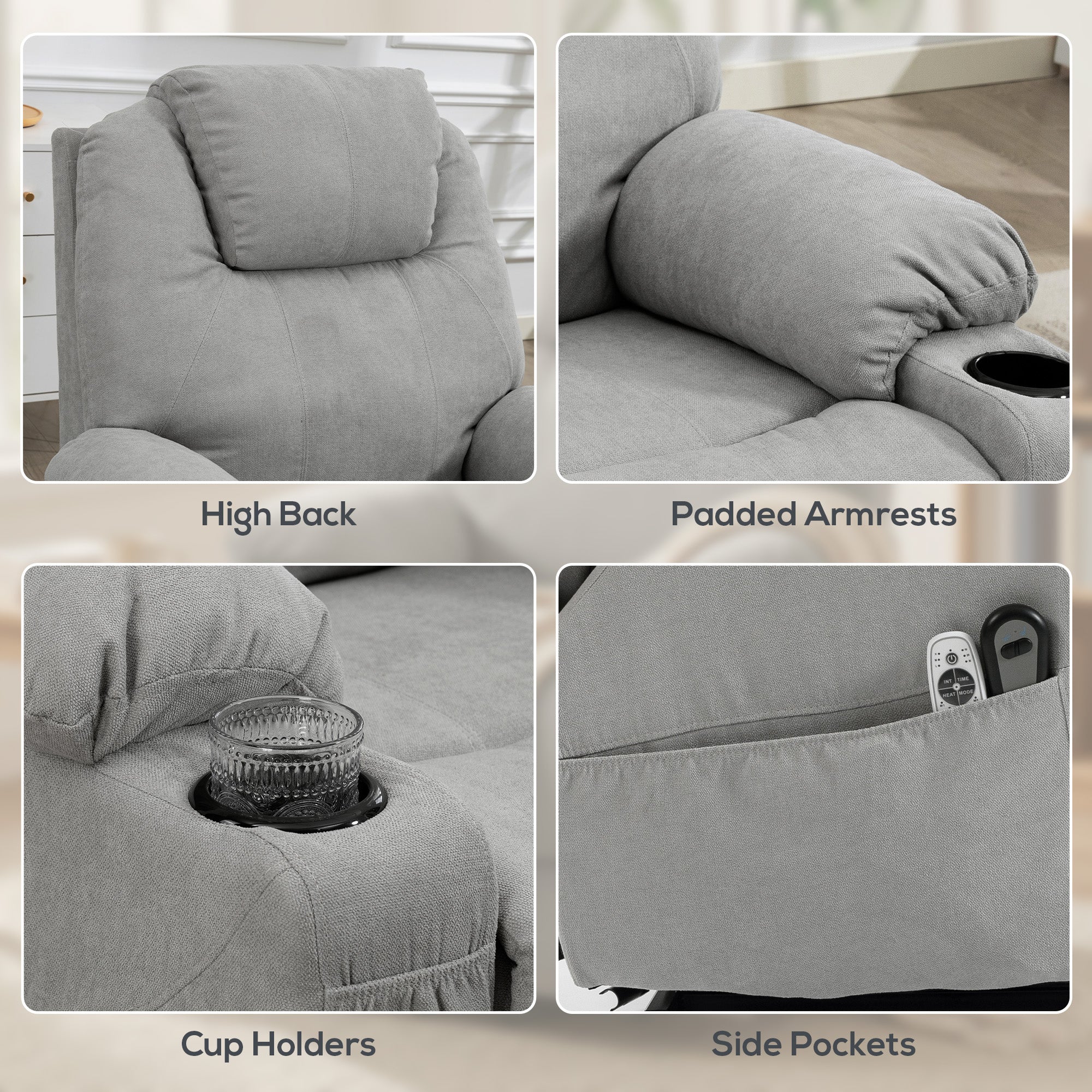 HOMCOM Power Lift Recliner Chair with Pocket Spring, Electric Lift Chair with Wide Backrest, Light Grey 