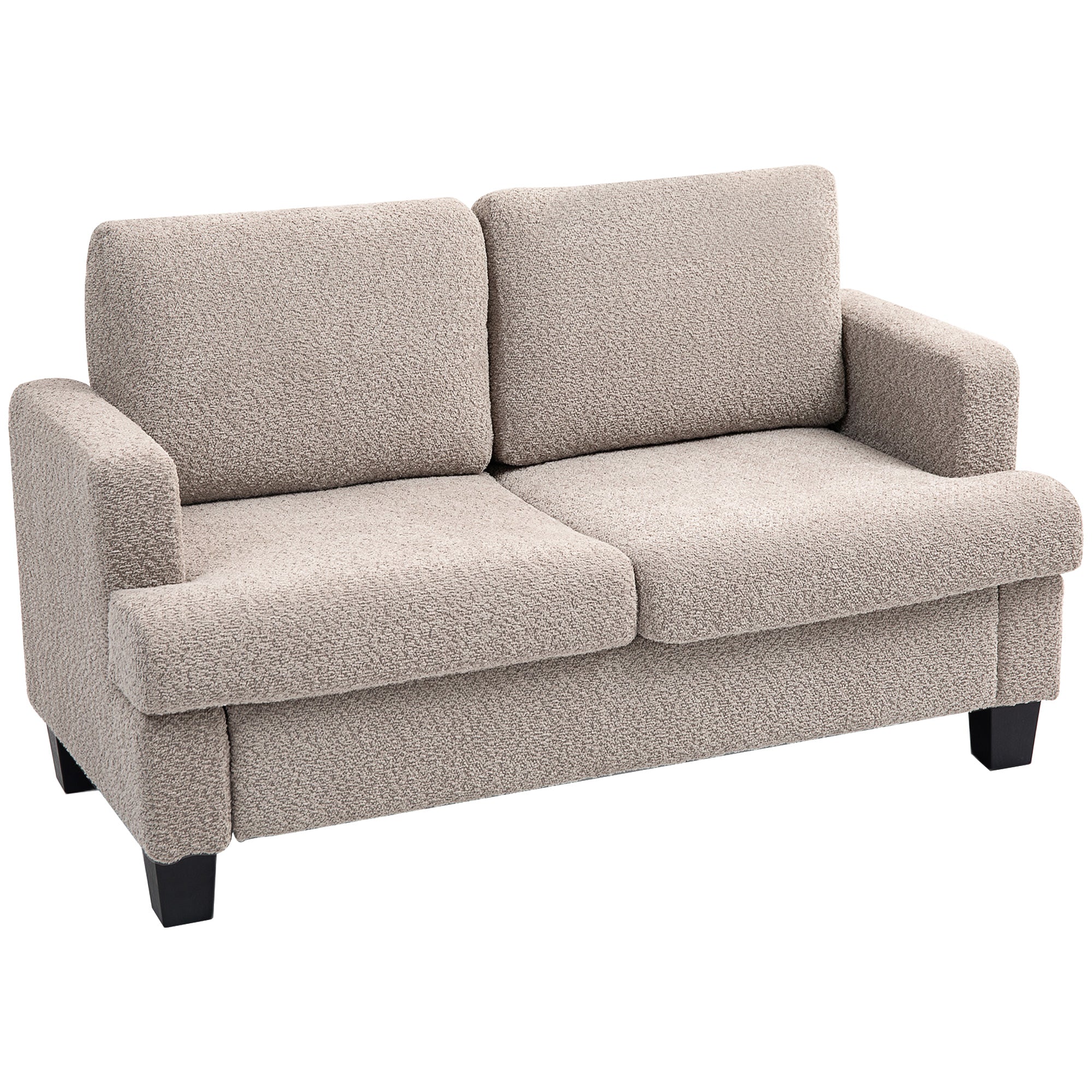 HOMCOM 2 Seater Sofa, Loveseat Sofa with Removable Back Cushions, Chenille Fabric Small Couch Settee with S-springs for Living Room, Bedroom, Home Office, Light Brown 