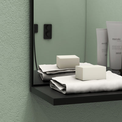 HOMCOM Bamboo Panel Bathroom Mirror, with Shelves 