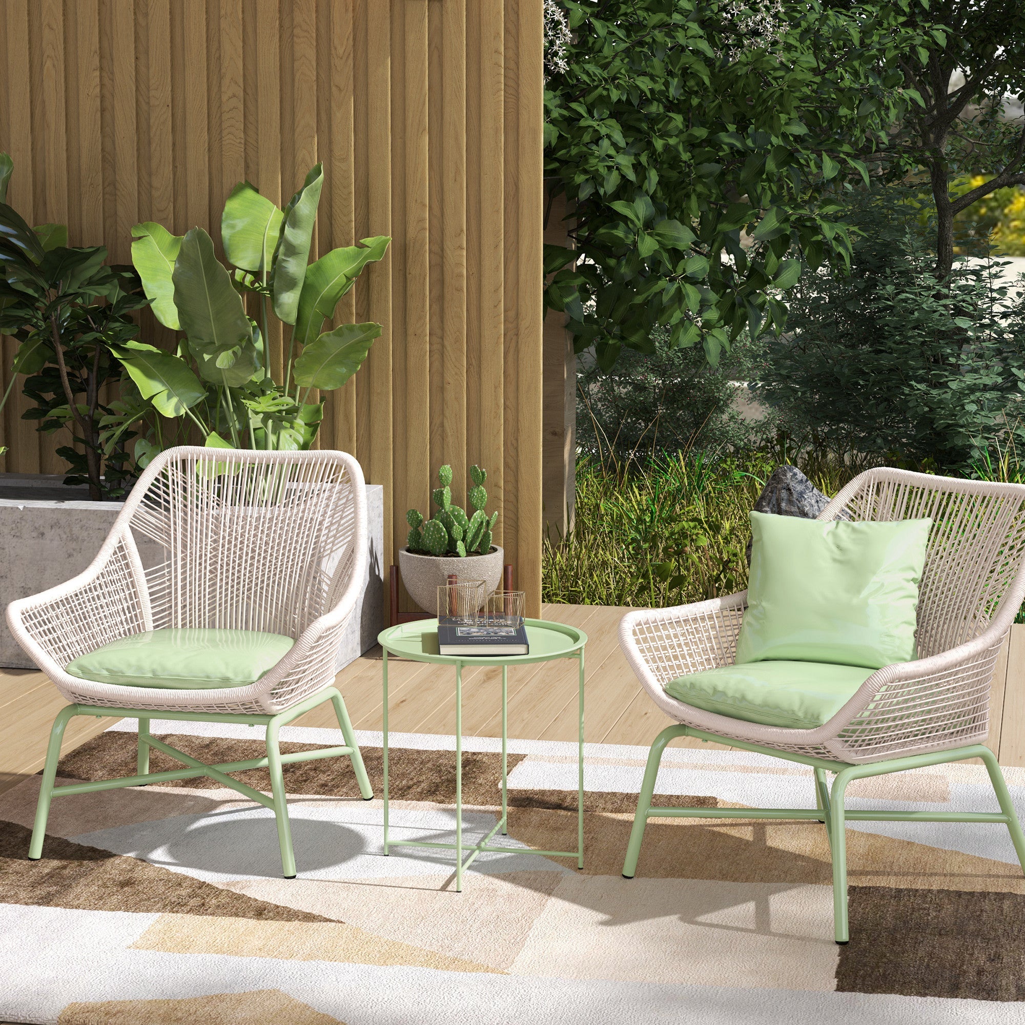 Outsunny Steel Removable Tray Top Garden Table - Green 