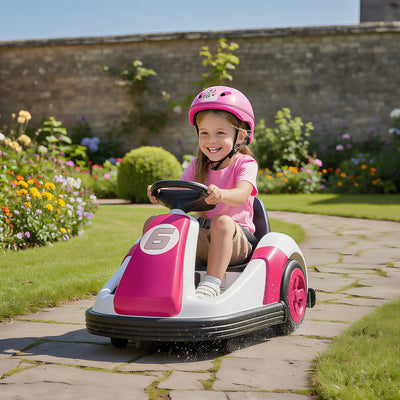 AIYAPLAY Kids Bumper Car with 360-Degree Rotation, 6V Electric Ride On Car with Music and Horn for 3-8 Years Old, Pink 
