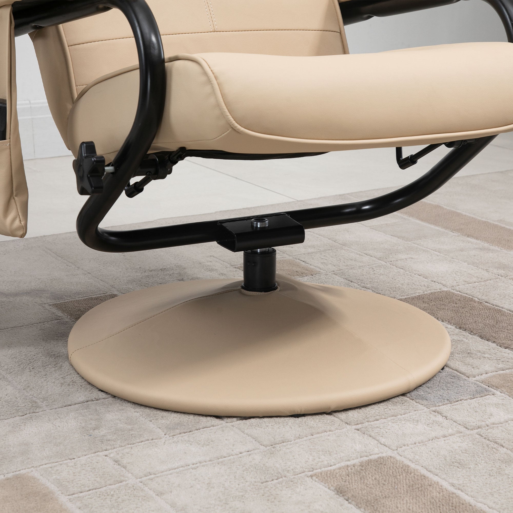 HOMCOM Manual Sofa Reclining Armchair PU Leather Massage Recliner Chair and Ottoman, Cream 