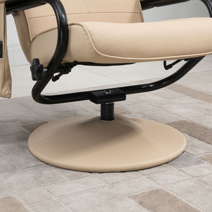 HOMCOM Manual Sofa Reclining Armchair PU Leather Massage Recliner Chair and Ottoman, Cream 