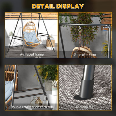 Outsunny Hammock Chair Stand, Hanging Heavy Duty Metal Frame Hammock Stand for Hanging Hammock Air Porch Swing Chair, Egg Chair, Black 