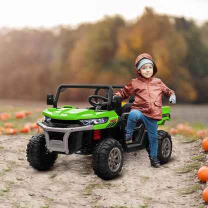 HOMCOM 12V 2 Seater Kids Electric Ride-On Car with Electric Bucket, Remote Control - Green 