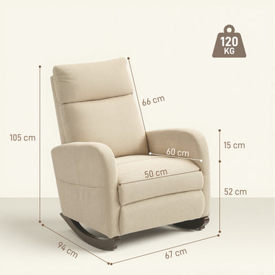 HOMCOM Corduroy Rocking Armchair - Beige 