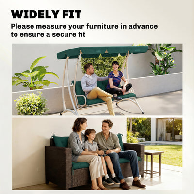 Outsunny 3 Seater Bench Cushion, Garden Chair Cushion with Back and Ties for Indoor and Outdoor Use, 98 x 150 cm, Green 